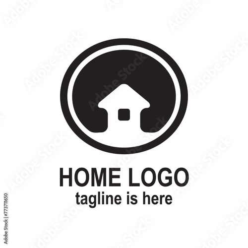 Home property logo. House symbol in circle shape. Modern Real estate icon