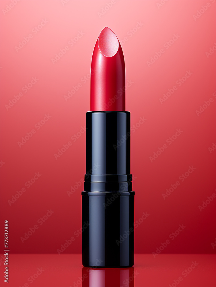 red lipstick isolated on red background red lipstick isolated on red background