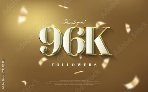 Thank you 96k followers background, shiny luxury gold design. photo