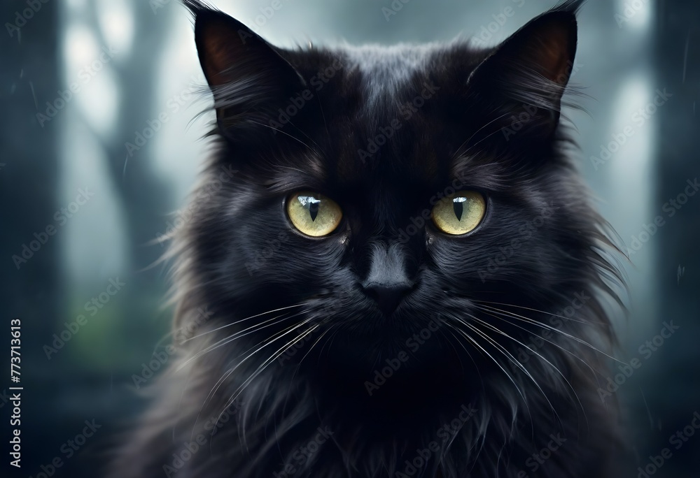 A black scary cat