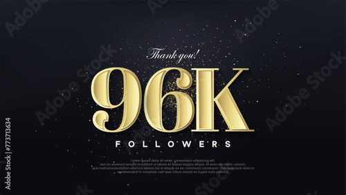 Design thank you 96k followers, in soft gold color. photo