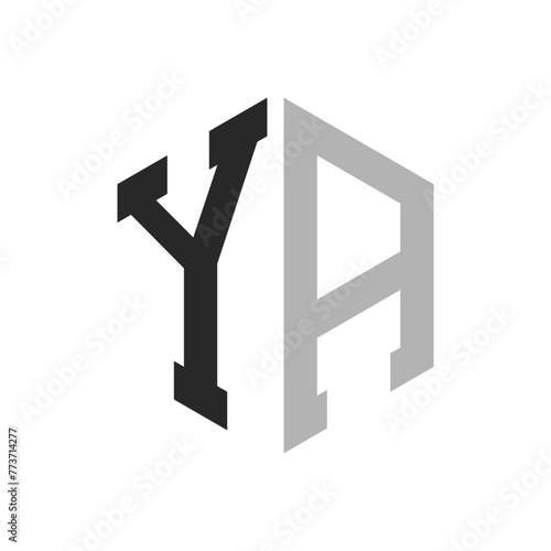 Modern Unique Hexagon Letter YA Logo Design Template. Elegant initial YA Letter Logo Concept