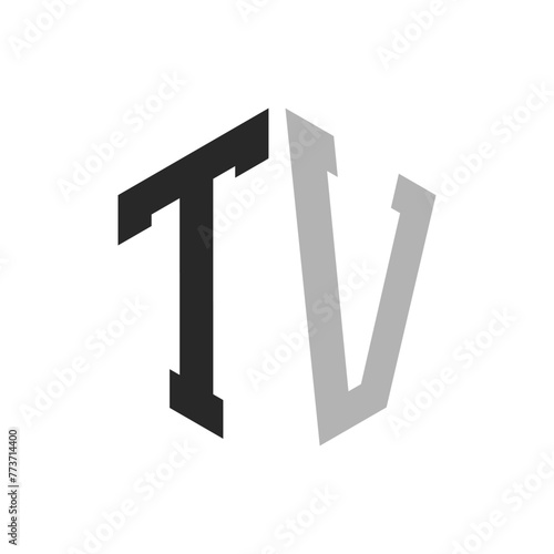 Modern Unique Hexagon Letter TV Logo Design Template. Elegant initial TV Letter Logo Concept