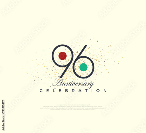 Modern and simple number design for 96th anniversary celebration. Premium vector for poster  banner  celebration greeting.