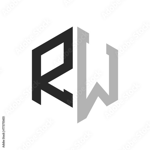 Modern Unique Hexagon Letter RW Logo Design Template. Elegant initial RW Letter Logo Concept