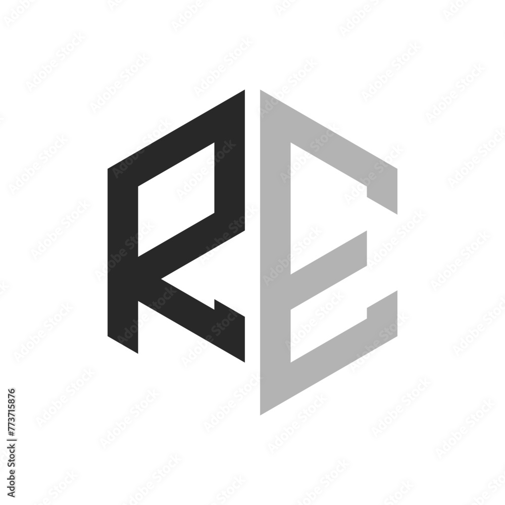 Modern Unique Hexagon Letter RE Logo Design Template. Elegant initial RE Letter Logo Concept Modern Unique Hexagon Letter RE Logo Design Template. Elegant initial RE Letter Logo Concept