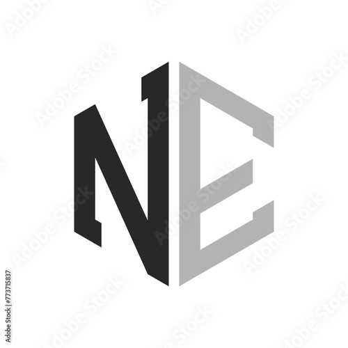 Modern Unique Hexagon Letter NE Logo Design Template. Elegant initial NE Letter Logo Concept