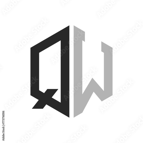 Modern Unique Hexagon Letter QW Logo Design Template. Elegant initial QW Letter Logo Concept photo