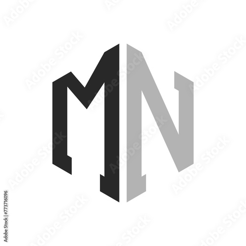 Modern Unique Hexagon Letter MN Logo Design Template. Elegant initial MN Letter Logo Concept