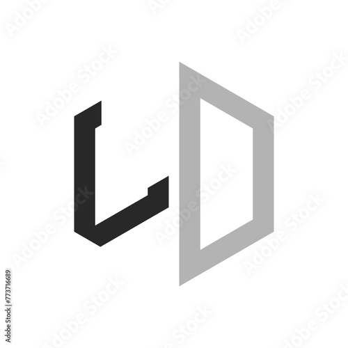 Modern Unique Hexagon Letter LD Logo Design Template. Elegant initial LD Letter Logo Concept