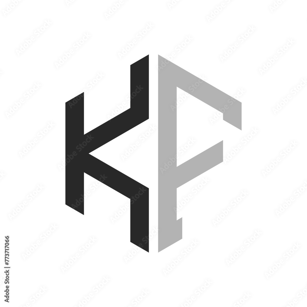 Modern Unique Hexagon Letter KF Logo Design Template. Elegant initial KF Letter Logo Concept Modern Unique Hexagon Letter KF Logo Design Template. Elegant initial KF Letter Logo Concept