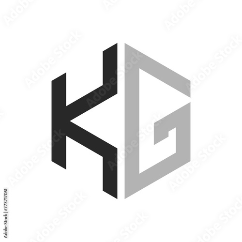Modern Unique Hexagon Letter KG Logo Design Template. Elegant initial KG Letter Logo Concept