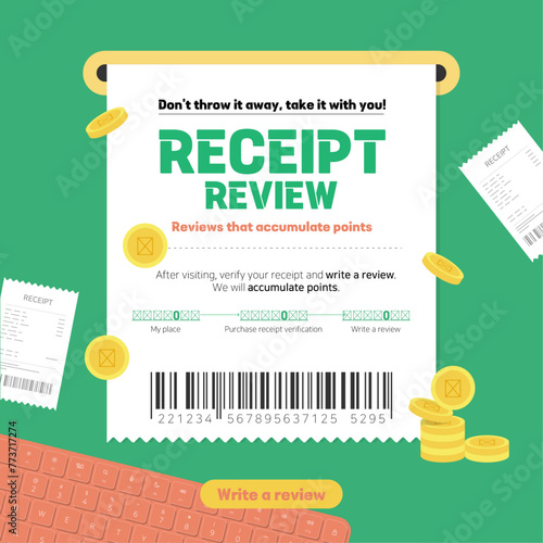 Receipt authentication review writing event