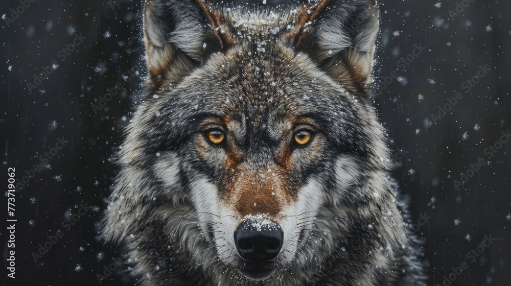A direct look from a young wolf, its eyes holding a depth of wisdom and wildness, AI Generative A direct look from a young wolf, its eyes holding a depth of wisdom and wildness, AI Generative