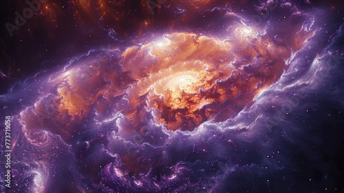 Generative AI A Beautiful Cosmic Galaxy of Deep Purples, Blues, and Shimmering Stars. © Yanuar
