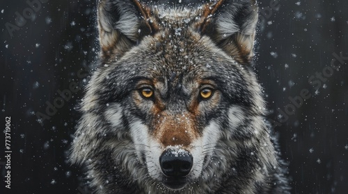 A direct look from a young wolf, its eyes holding a depth of wisdom and wildness, AI Generative