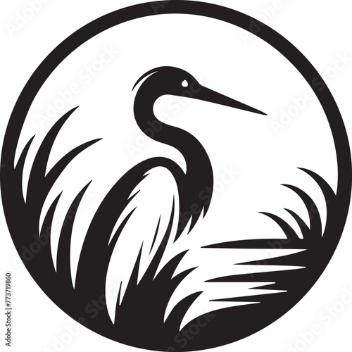 Egret Bird  Silhouette , illustration 
