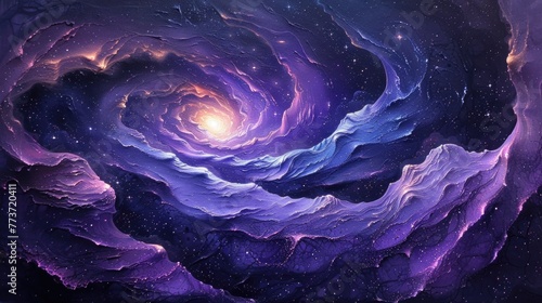 Generative AI The Weaving of a Beautiful Galaxy in Deep Purples  Blues  and Stars
