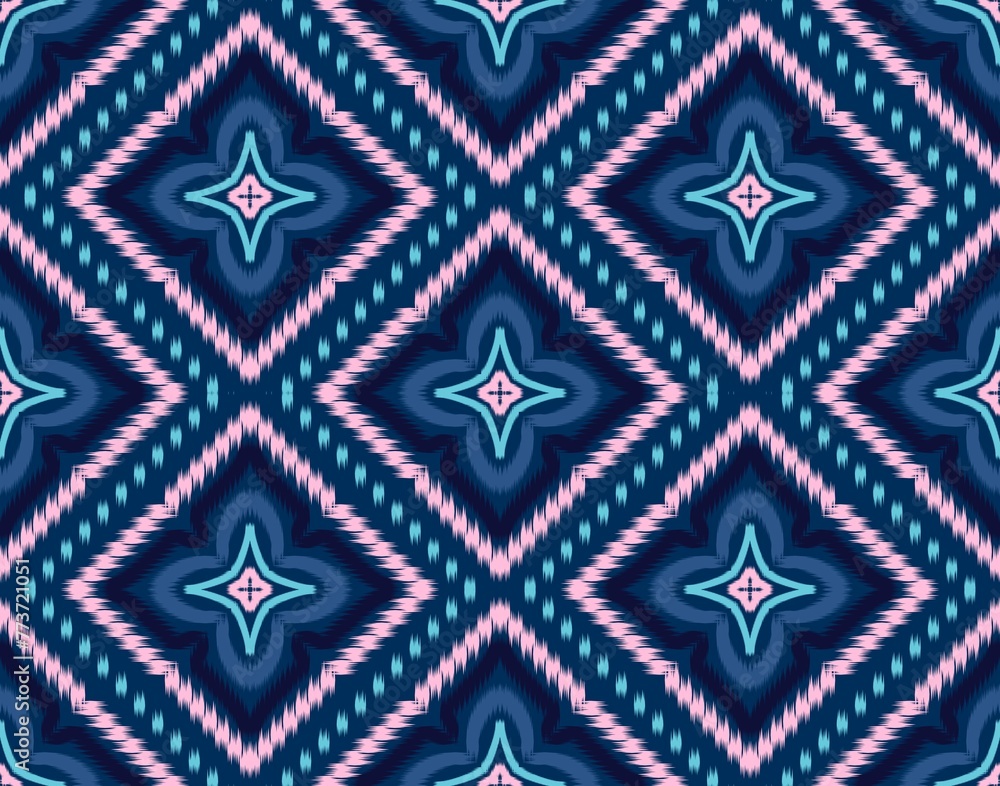 Seamless ikat pattern geometric Abstract folklore ornament Tribal ethnic illustration background