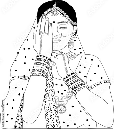 Indian Dulhan Clip Art Vector Image