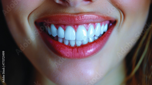 Close-Up of a Womans Smile With White Teeth