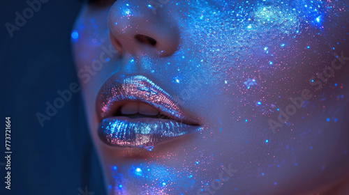 Close Up of Womans Face With Glitter