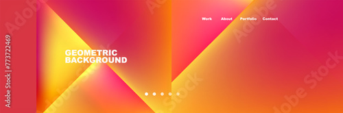 Colorful fluid gradient triangles and squares web site template. Vector Illustration For Wallpaper, Banner, Background, Card, Book Illustration, landing page