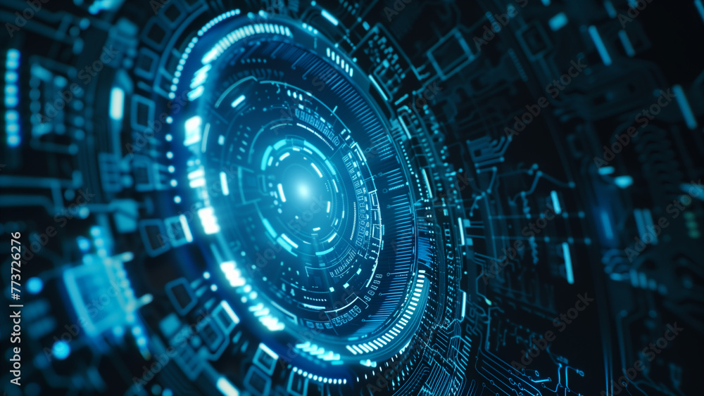 Tech-Inspired Elegance: A Futuristic Poster with a Blue Background Tech-Inspired Elegance: A Futuristic Poster with a Blue Background