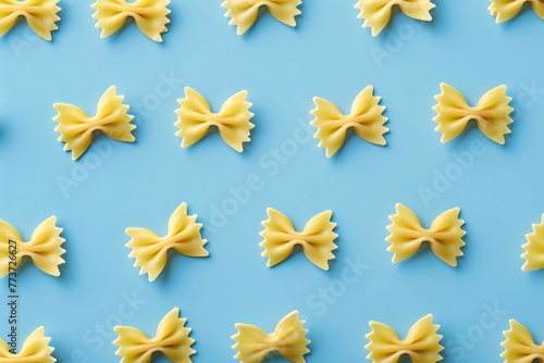 a pattern of pasta on a blue background