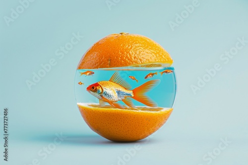 a fish in a bowl of orange