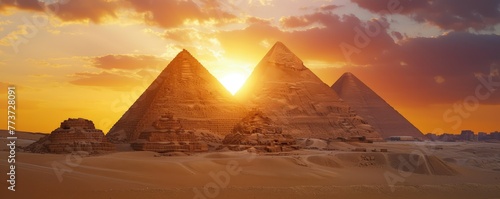 Ancient Egyptian pyramids at sunset © Juraj