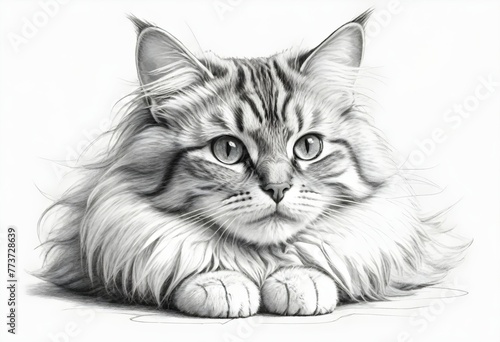 A beautiful cat drawing sketch 