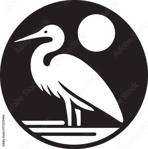 Egret Bird Silhouette , illustration