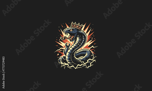 king cobra angry with splash background vector artwork design