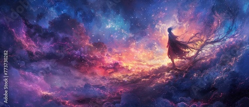 In a universe of his own creation, he dances amidst the stars, his spirit untamed, his ambition boundless.