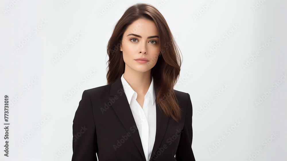 Studio shot photography of beautiful businesswoman wearing a business suit, look serious Studio shot photography of beautiful businesswoman wearing a business suit, look serious