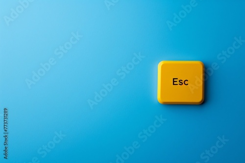a yellow square button with black text on it photo