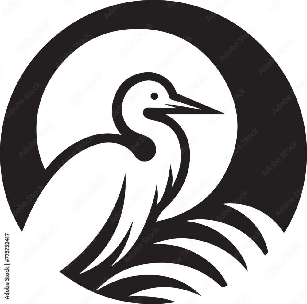 Egret Bird Silhouette , illustration Egret Bird Silhouette , illustration