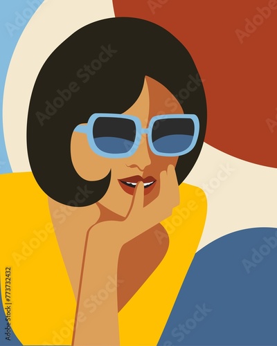 Fashion Woman With Sunglasses Art Portait Flat Design 2 © Minahil