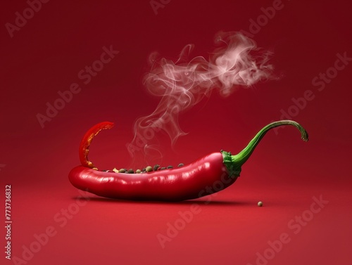 a red hot pepper with steam coming out of it