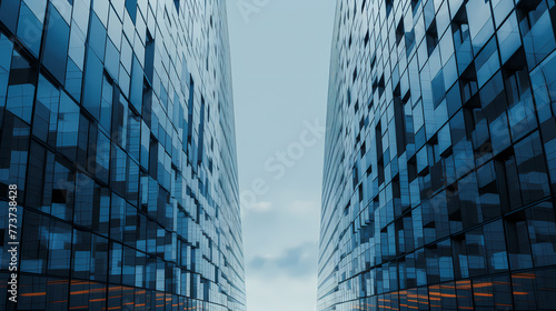 Exterior of Skyscraper, Windows of Office Building