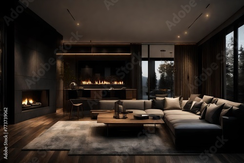 living room with fireplace © Awais