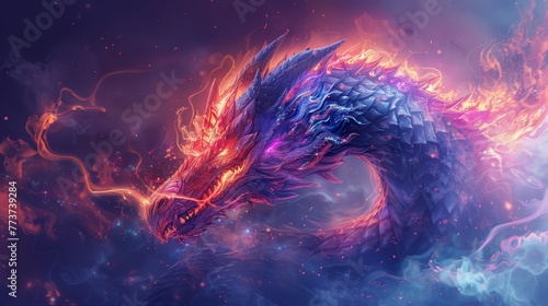 Create an awe-inspiring image featuring a magical dragon