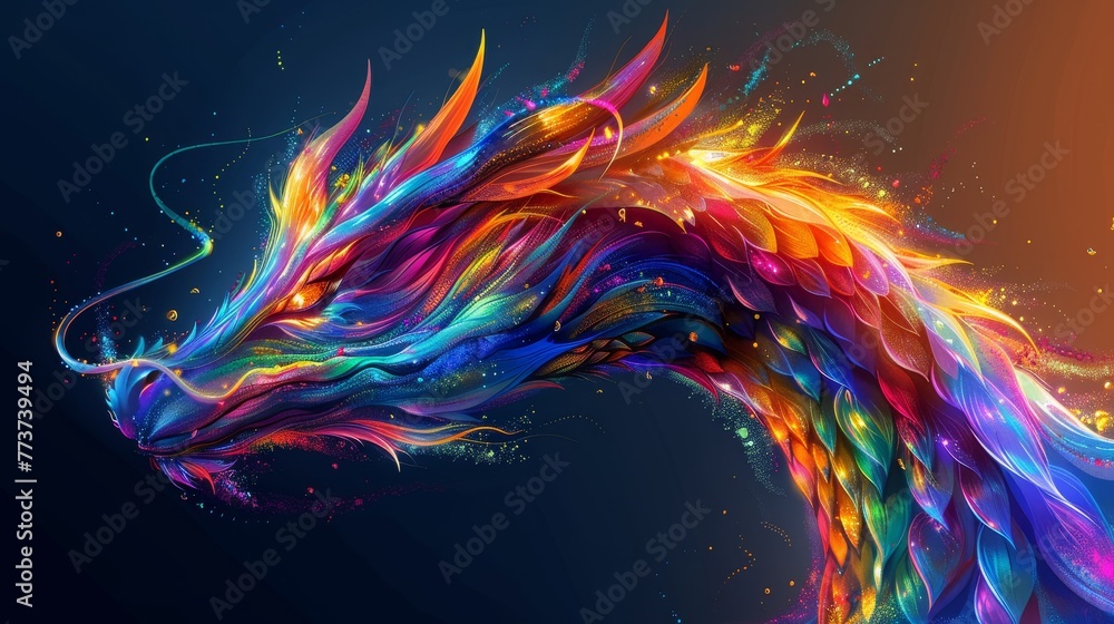 Create an awe-inspiring vector image featuring a colorful dragon Create an awe-inspiring vector image featuring a colorful dragon