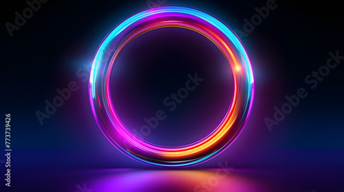 Digital futuristic neon circle geometric abstract graphic poster web page PPT background