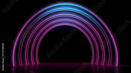 Digital futuristic neon circle geometric abstract graphic poster web page PPT background