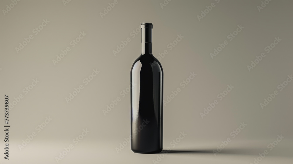 A solitary dark wine bottle stands against a light gray background. A solitary dark wine bottle stands against a light gray background.