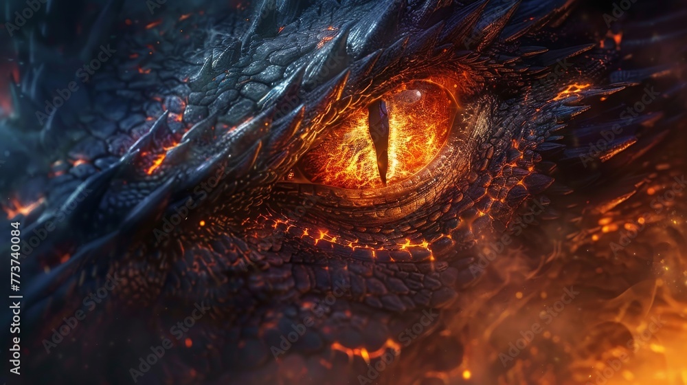 Naklejka premium Illustrate a captivating scene with a dragon's eye