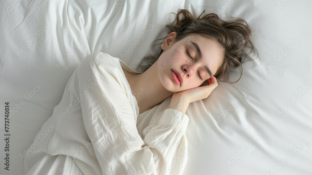 A peaceful slumber depicted in a soft, comfortable white bed AI Generative.