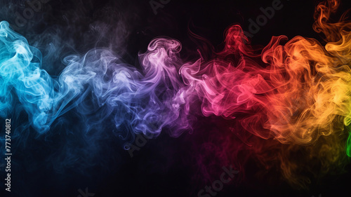Vivid spectrum smoke swirls against a dark abyss  a dance of color inspired by AI Generative.